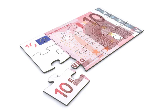 Euro Note Comme Puzzle Une Pièce Séparément — Photo