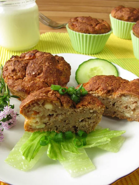 Muffin Integrali Con Feta Yogurt — Foto Stock