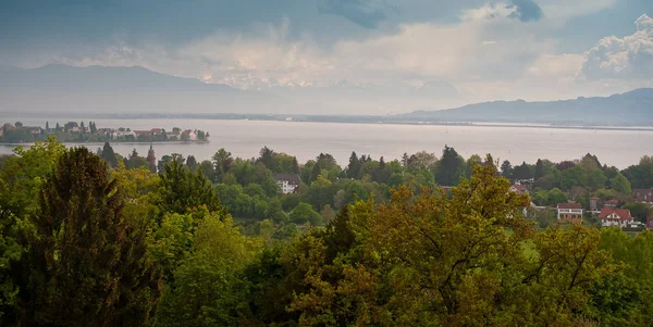 Chuva Sobre Constância Lago Perto Lindau — Fotografia de Stock