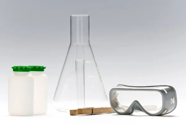 Different Chemistry Laboratory Objects White Background — 图库照片