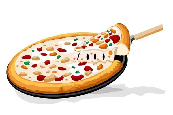 在白色背景上的披萨的插图 — 图库照片