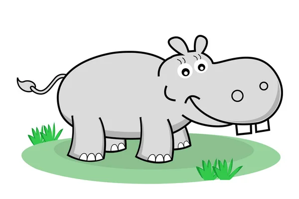 Ilustração Feliz Hipopótamo Fundo Branco — Fotografia de Stock