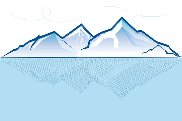 Ilustración Montaña Con Río Sobre Fondo Blanco — Foto de Stock