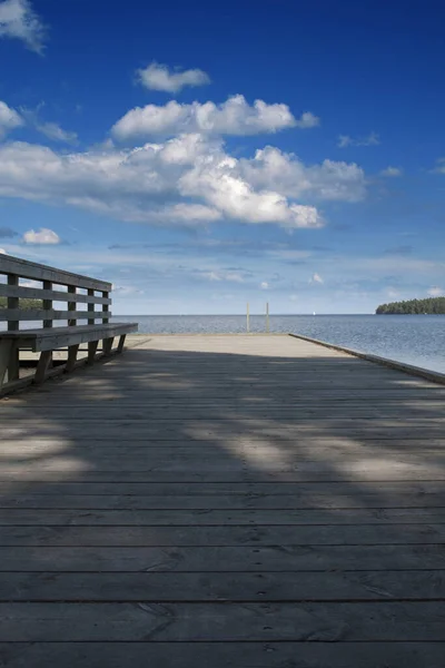 Boat Dock Blue Sky Clouds — Stock Photo, Image