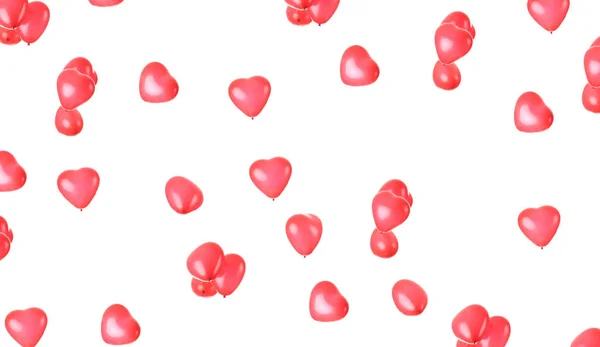 Hartvormige Ballonnen Witte Achtergrond Valentines Day Achtergrond — Stockfoto