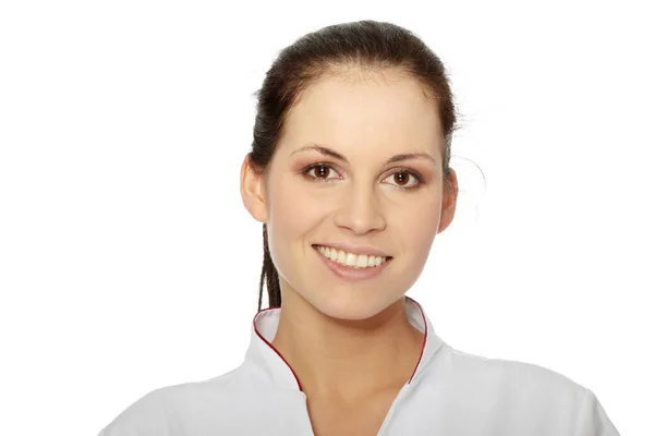 Jovem Médica Enfermeira Isolada Fundo Branco — Fotografia de Stock