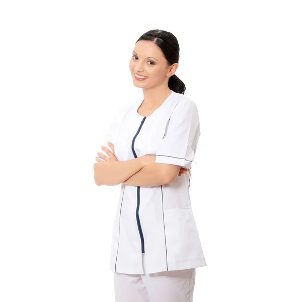 Smiling Medical Doctor Nurse Isolated White Background — Stock Photo, Image