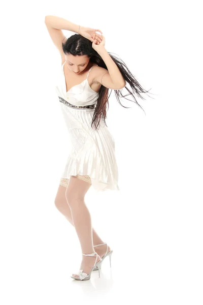Sexy Women Short Dress White — Stock Photo, Image