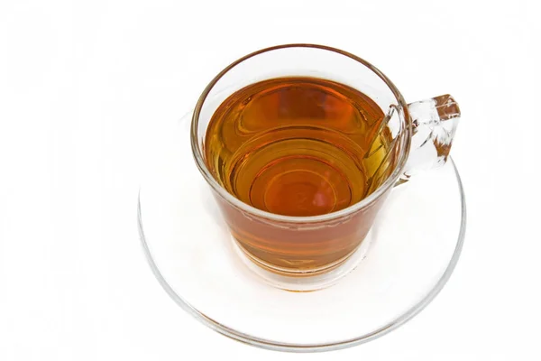 Чашка Чая Прозрачной Чашке Блюдце — стоковое фото