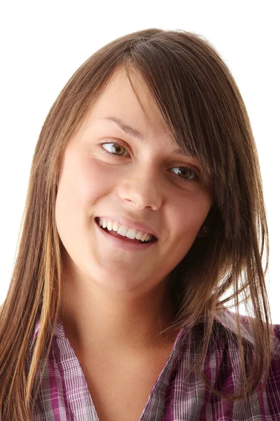 青少年女子肖像 在白色背景上孤立 — 图库照片