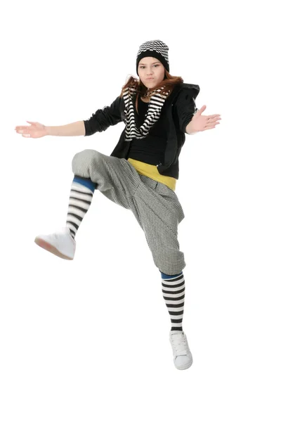 Ung Funky Dansare Isolerad Vit Bakgrund — Stockfoto