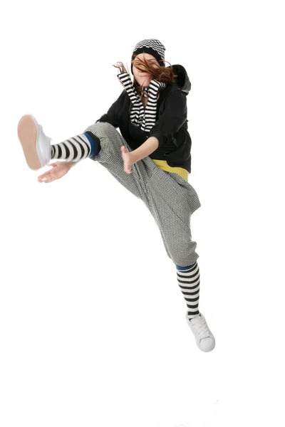 Jonge Funky Danser Geïsoleerd Witte Achtergrond — Stockfoto