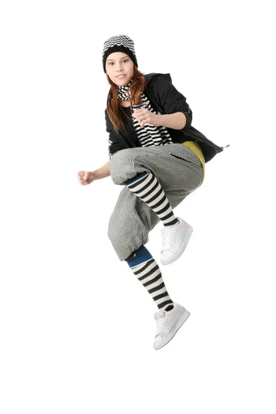 Ung Funky Dansare Isolerad Vit Bakgrund — Stockfoto