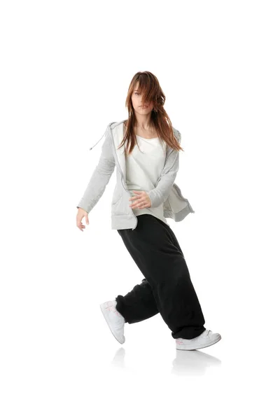 Beyaz Arka Plan Üzerinde Izole Genç Modern Dansçı — Stok fotoğraf