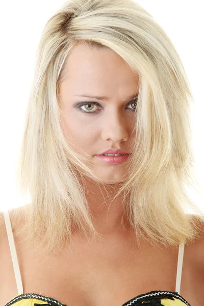 Сексуальна Блондинка Ізольована Білому Тлі — стокове фото