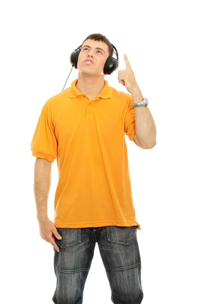 Hombre Con Auriculares Escuchando Música — Foto de Stock