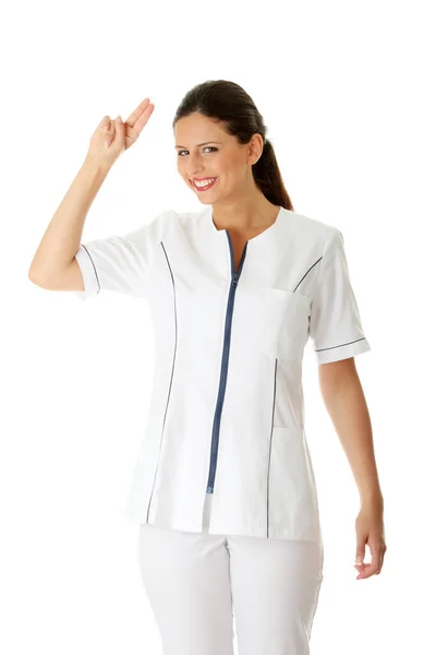 Médica Enfermeira Isolada Branco — Fotografia de Stock