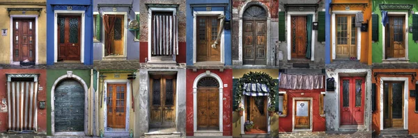 Türen Und Fenster Von Burano Der Farbenfrohen Stadt Venedig — Stockfoto