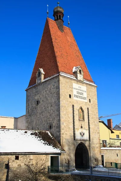 Linzer Tor Ingång Till Gamla Stan Freistadt Övre Austrien — Stockfoto