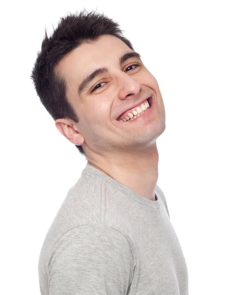 Beyaz Arka Planda Izole Edilmiş Gülümseyen Sıradan Bir Genç Adam — Stok fotoğraf