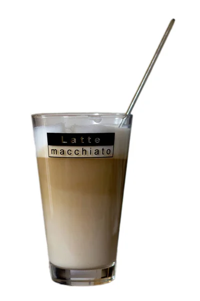 Latte Macchiato Isolato Sfondo Bianco — Foto Stock