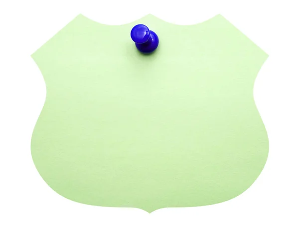 Papel Notepaper Con Pin Verde Azul —  Fotos de Stock