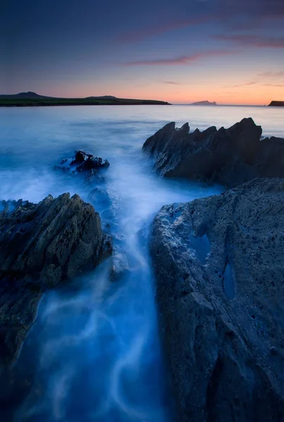 Ebbe Und Flut Der Abenddämmerung Der Irischen Westküste — Stockfoto