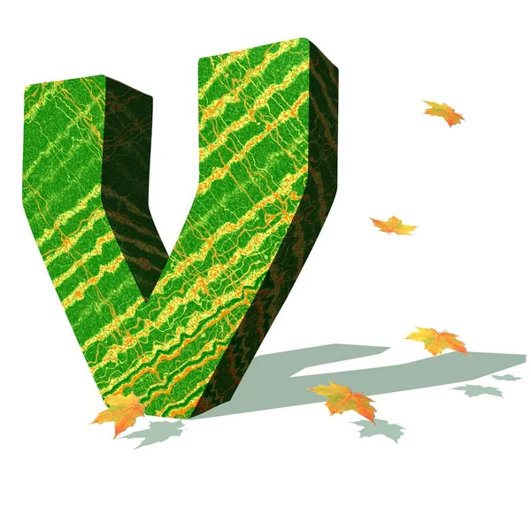 Πράσινο Οικολογικό Κεφαλαίο Γράμμα Που Περιβάλλεται Από Λίγα Φύλλα Φθινόπωρο — Φωτογραφία Αρχείου