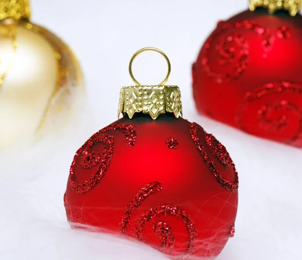 Christmas Balls Red Gold — Stock Photo, Image