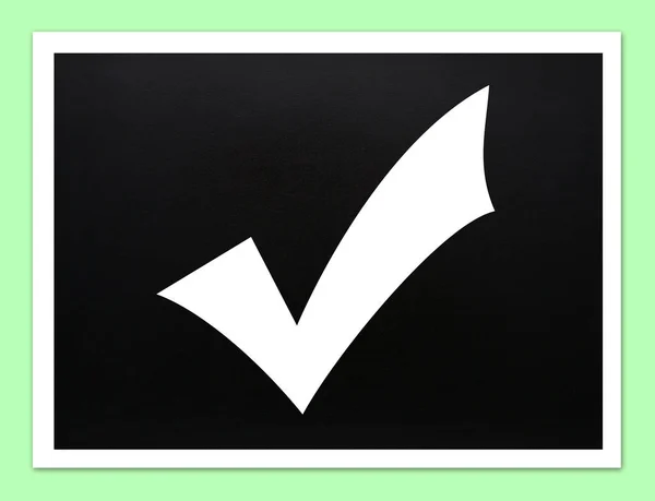 Black White Vector Blackboard Check Mark — Foto de Stock