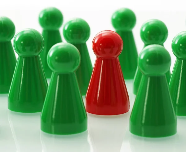 Equipe Verde Com Líder Vermelho Conceito — Fotografia de Stock