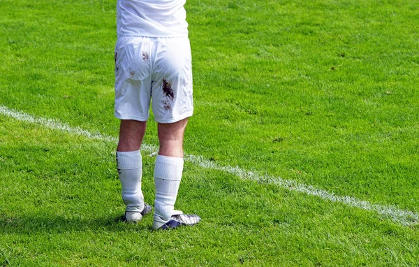 Fotballspillere Sidelinjen Fotballkamp – stockfoto