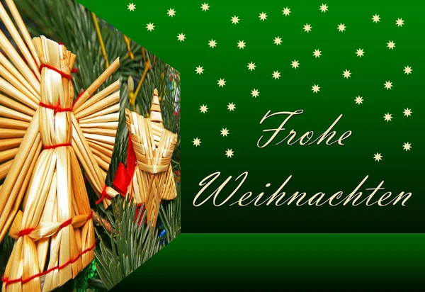 Frohe Weihnachten Karte Mit Grünen Sternen — Stockfoto