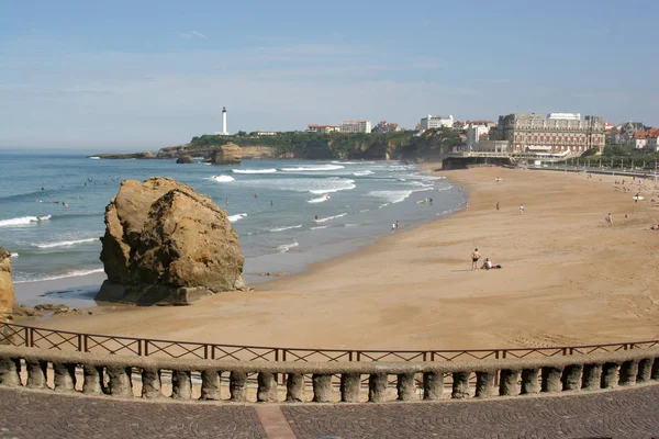 Der Berühmte Strand Von Biarritz Der Nebensaison Frankreich — Stockfoto