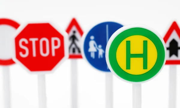 Traffic Signs Selective Focus Stock Photo
