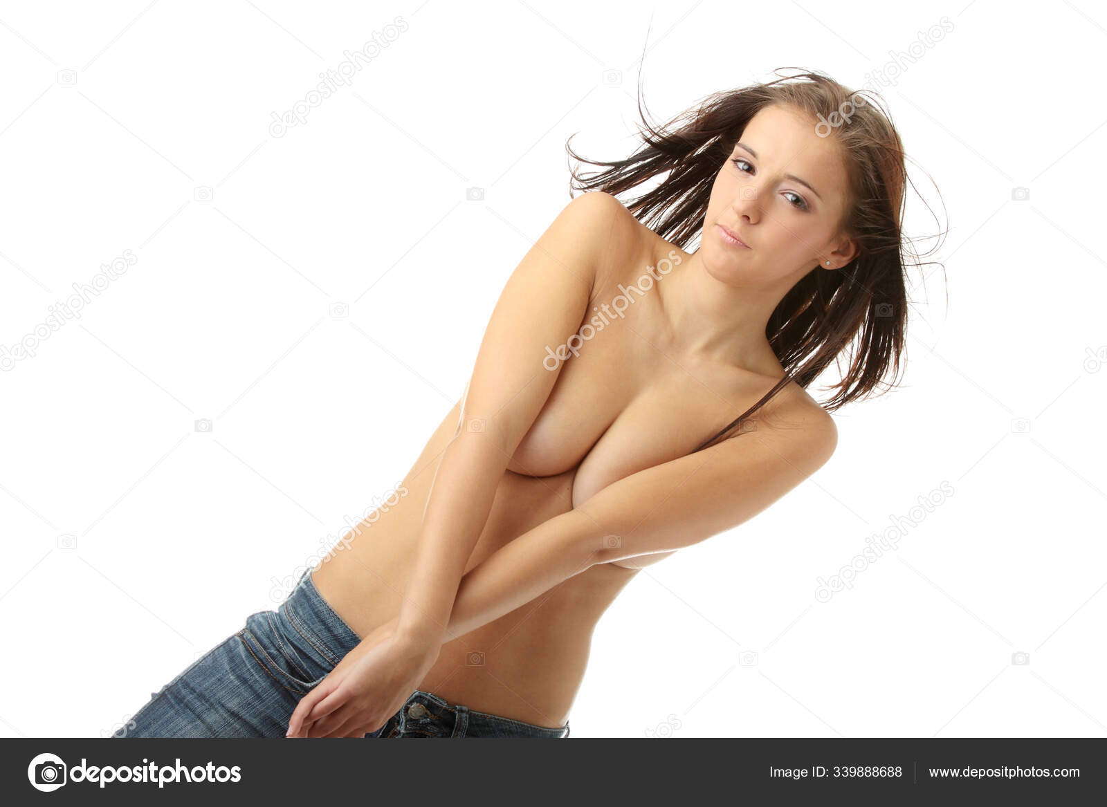 Young Sexy Caucasian Topless Woman Dancing Wind Stock Photo by  ©PantherMediaSeller 339888688