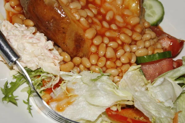 Cheese Beans Jacket Potato Salad — Stock Photo, Image