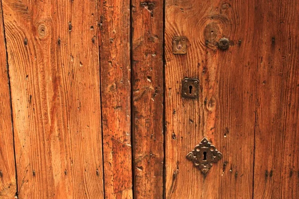 Stare Drewniane Drzwi Teksturą Ściany — Zdjęcie stockowe