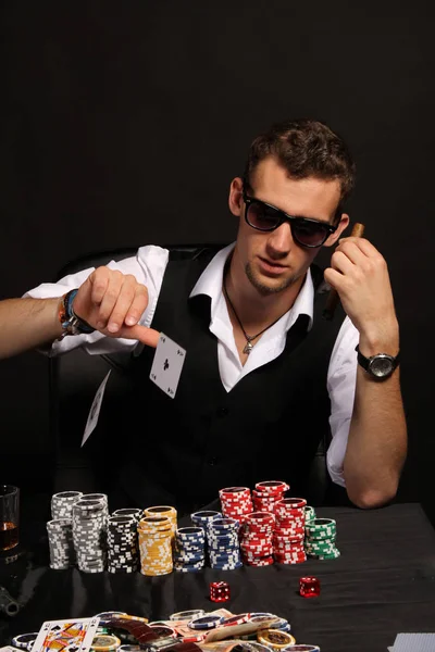 Poker Player Casino Chips Cards — Stock Photo, Image