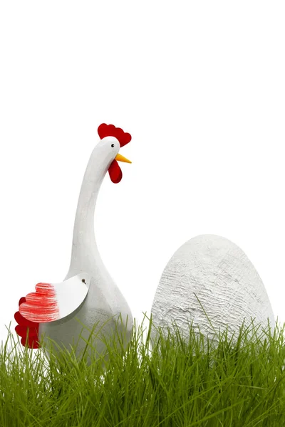 Kyckling Och Ägg Gräset — Stockfoto