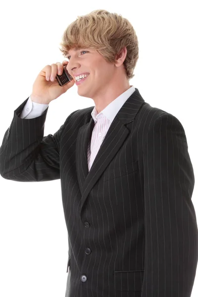 Young Businessman Calling Mobilephone Isolated White — Stock Photo, Image
