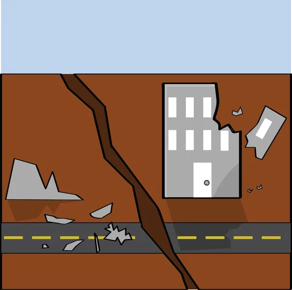 Cartoon Illustration Showing Destruction Caused Earthquake Little Town — 图库照片