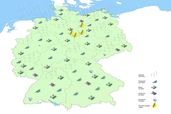 Předpověď Výroby Energie Německu Roce 2050 Zdroj Federální Agentura Pro — Stock fotografie