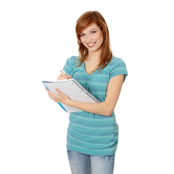 Happy Student Girl Isolated White Background Stock Image