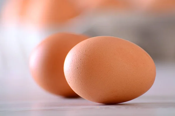 Куриные Яйца Кухонном Столе — стоковое фото