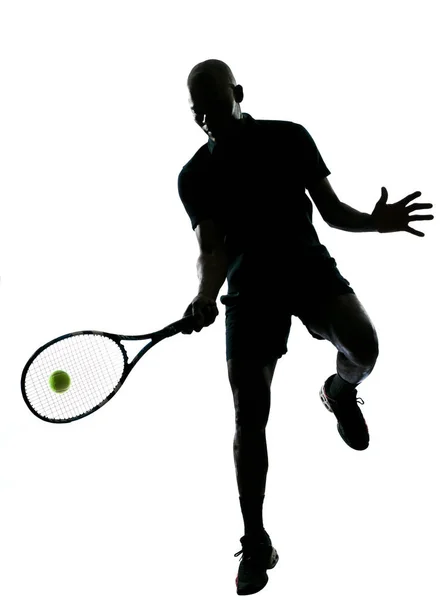 Африканский Мужчина Афро Американец Играет Теннисиста Вперед Студии Изолированы Белом — стоковое фото