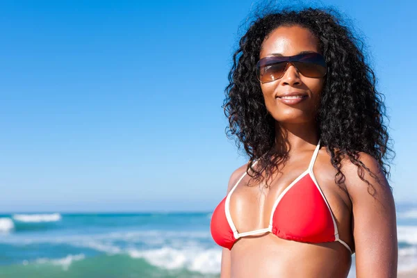 Mujer Atractiva Bikini Playa — Foto de Stock