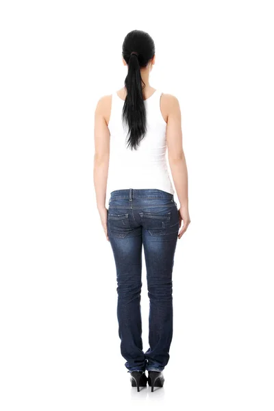 Rear View Young Casual Woman — Stock Photo, Image