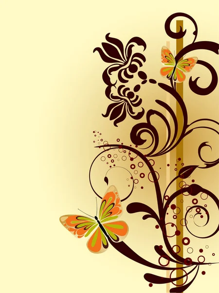 Illust Elementos Florais Borboletas Coloridas — Fotografia de Stock