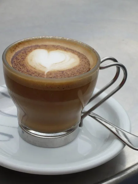 Xícara Café Arte Latte — Fotografia de Stock
